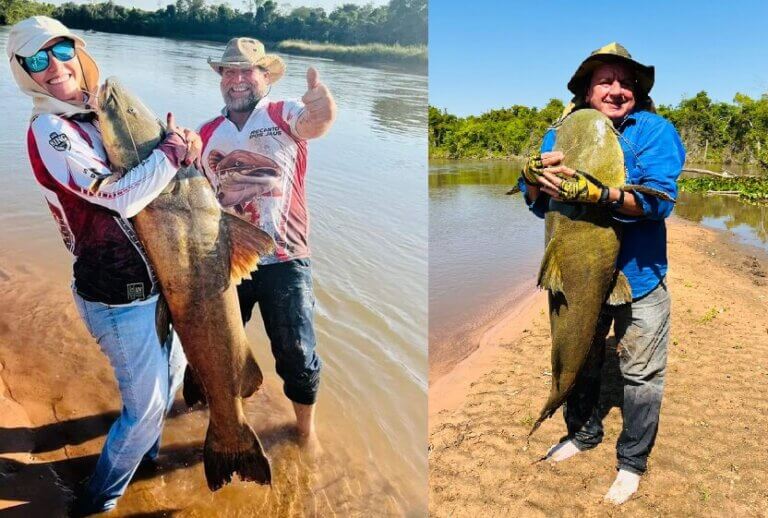 Pescador fisga Jaú de 75 Kg e abraça peixe no Rio Taquari (Vídeo)